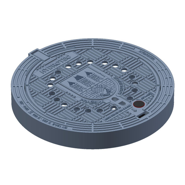 Kanalizační poklop E600 ECON H100 s ventilací a znakem Prahy